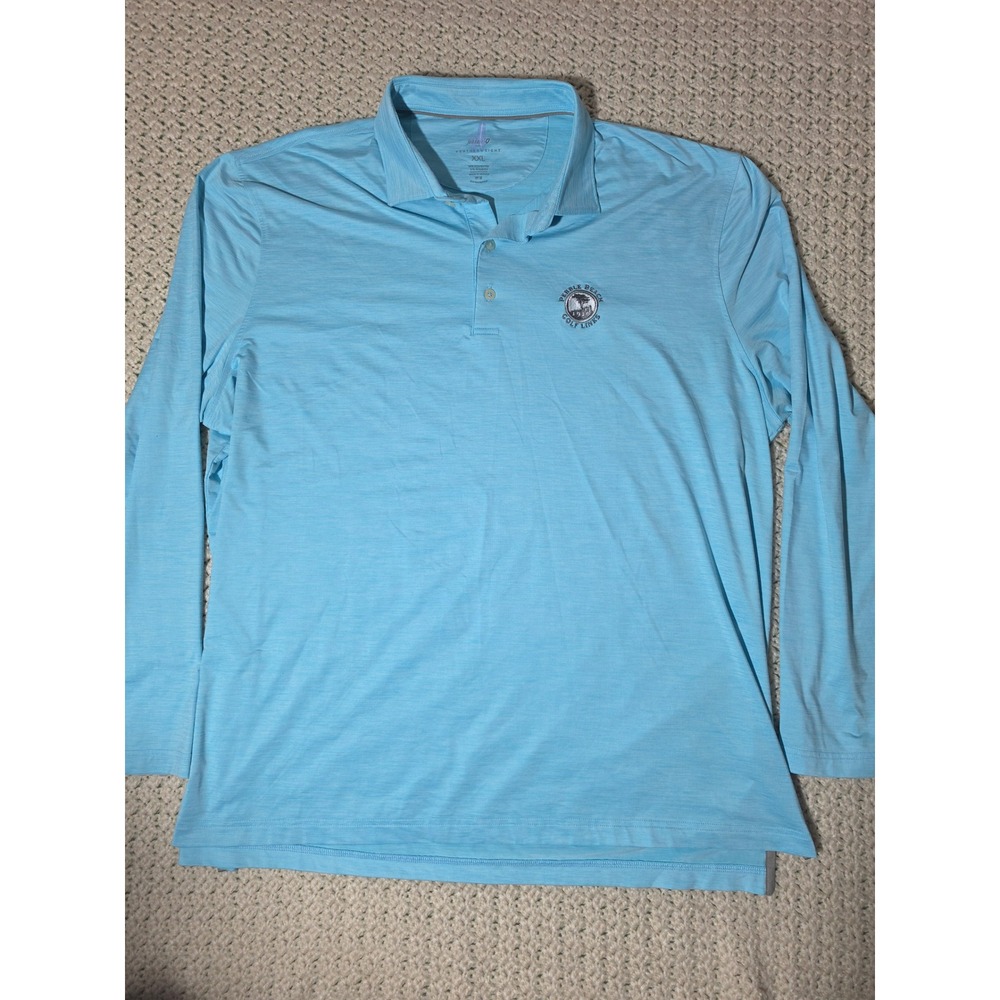 johnnie-O Polo Mens XXL Blue Excellent Pebble Beach Featherweight Long Sleeve